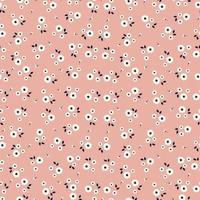 Beautiful seamless pattern, small white flower pattern randomly placed on a pink background. The design used for fabric, textile, publication, gift wrapping, vector illustration