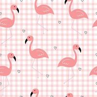 Seamless pattern Cute animal cartoon character background Pink flamingo and has a square grid as wallpaper Design ideas for Publication, gift wrapping, textile, vector illustration