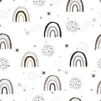Vector Seamless pattern rainbow background hand drawn design in cartoon style used for printing, wallpaper, textiles
