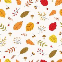 otoño patrón vectorial sin costuras hojas de otoño textura de hoja abstracta de fondo, hojas de colores fondo blanco para impresión, moda, decoración vector