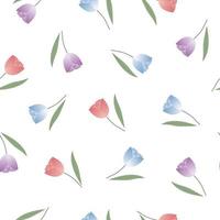 patrón de tulipán vector fondo floral transparente con hojas hermoso diseño utilizado para estampados de moda, ilustraciones de papel tapiz, telas, textiles