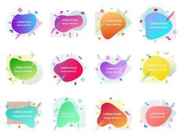 Modern liquid abstract element graphic gradient flat style design fluid vector colorful illustration set banner simple shape template for logo, presentation, flyer, isolated on white background.