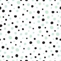 Seamless pattern with green and black circular dots Hand drawn design in cartoon style, use for print, wallpaper, kids clothes, fashion. Vector illustration