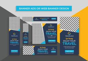 anuncios de banner de viaje o plantilla de diseño de banners web vector