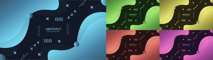 Abstract background gradient liquid blue, green, yellow, red and purple with geometric object, Decorative design in abstract style vector
