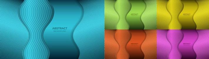 Abstract wave fluid background colorful gradient blue, green, yellow, red and purple with line texture. Vector illustration