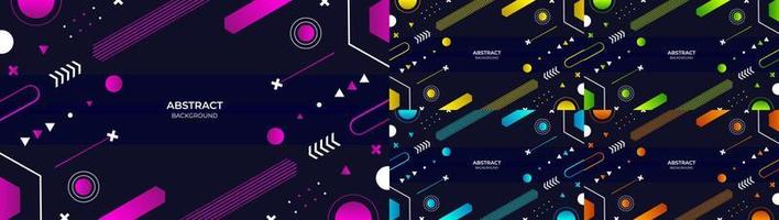 Abstract geometric modern object colorful gradient purple, yellow, green, blue and orange background. Vector illustration