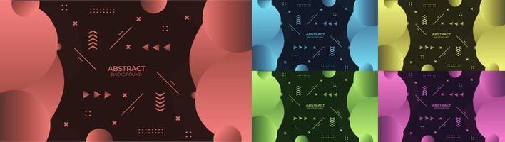 abstract background liquid gradient red, blue, yellow, green and purple with geometric object, Decorative design in abstract style vector