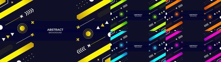 Geometric abstract modern object colorful gradient yellow, green, orange, blue and purple background. Vector illustration