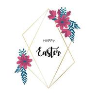 happy Easter floral frame banner vector