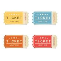 retro tickets set, flat vector illustration