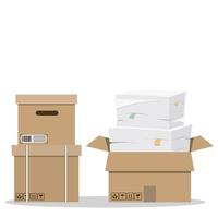 boxes with papers, flat vector illustration