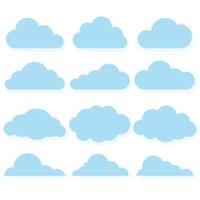 set of clouds flat vector icons