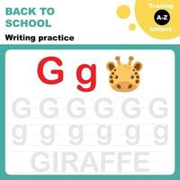 Tracing alphabet letters, pre-k writing practice printable worksheet vector