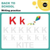 Tracing alphabet letters, pre-k writing practice printable worksheet