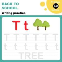 Tracing alphabet letters, pre-k writing practice printable worksheet vector