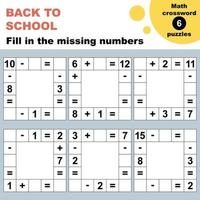 Fill in the missing numbers printable worksheet vector