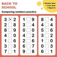 Comparing numbers printable worksheet vector