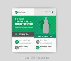 elegancia producto de cáñamo cbd aceite publicación en redes sociales o plantilla de banner web vector