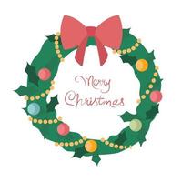 Christmas decoration wreath with the inscription Merry Christmas vector