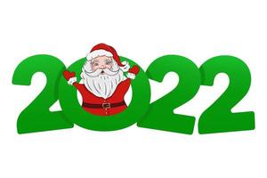 Happy New Year 2022. Festive design with cartoon funny Santa Claus and number 2022. vector