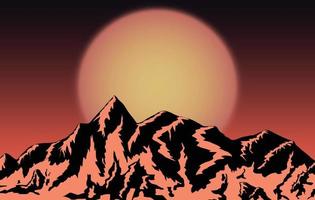 mountains with sunset vector