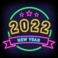 Banner de neón de año nuevo 2022. vector. vector