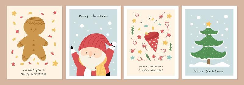 Set of Organic hand drawn christmas cards vector illustration