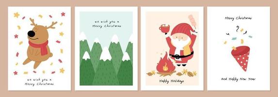 Set of Organic hand drawn christmas cards vector illustration