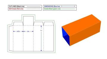 cajas de regalo de cartón de cajones fácilmente plegables, plantilla de línea de troquel y archivo vectorial 3d vector