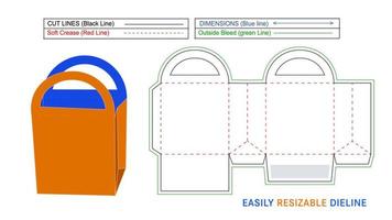 caja de compras de papel con asa redondeada, caja estilo bolsa de papel y archivo vectorial 3d vector