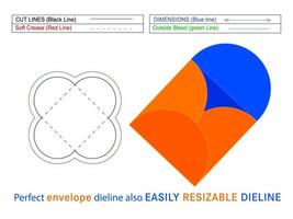 plantilla de línea de sobre cuadrado y caja 3d editable fácilmente redimensionable vector