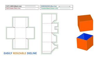 caja de regalo de papel, caja de tapa dieline y archivo vectorial 3d vector