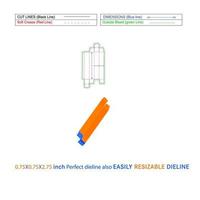 caja plegable de extremo inverso caja de cartón para alimentos plantilla de línea de troquelado de 0,75 x 0,75 x 2,75 pulgadas y archivo vectorial 3d vector