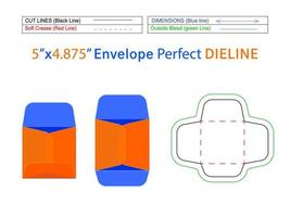 sobre de política abierta o sobre de catálogo Plantilla de línea de troquel de 5x4.875 pulgadas y caja 3d editable fácilmente redimensionable vector