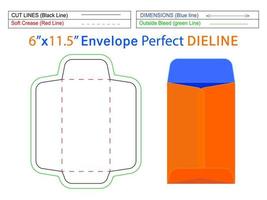 Packaging open end envelope or Catalog envelope 6x11.5 inch dieline template and 3D envelope editable easily resizable vector