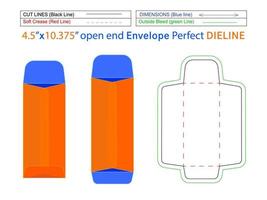 Editable easily resizable Packaging Catalog envelope or open end envelope 4.5x10.375 inch dieline template and 3D envelope vector