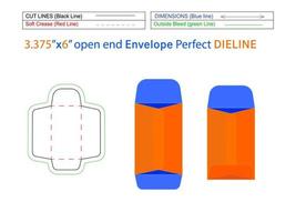 3.375x6 inch Catalog envelope or open end envelopedieline template and 3D envelope editable easily resizable vector