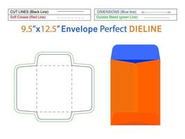 sobre de catálogo editable fácilmente redimensionable o sobre de extremo abierto de política plantilla de línea de troquel de 9.5x12.5 pulgadas y sobre 3d vector