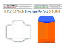 embalaje sobre de extremo abierto o sobre de catálogo Plantilla de línea de troquel de 8,5 x 10,5 pulgadas y sobre 3d editable fácilmente redimensionable vector