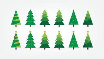 illustration of flat decorated Christmas tree collection for Merry Christmas vector