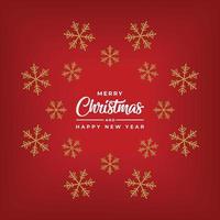 Christmas and new year banner with sparkling golden snowflakes on red  background vector