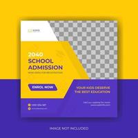 admission school social media post and web banner template. Modern and editable. vector