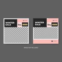 winter Sale Social Media Post Banner Template. Super discount sale square flyer template. Modern and editable. vector