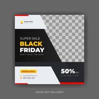 Black Friday Sale Social Media Post Banner Template. Super discount sale square flyer template. Modern and editable. vector