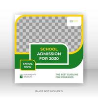 admission school social media post and web banner template. Modern and editable. vector