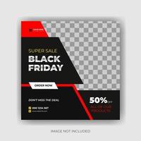 Black Friday Sale Social Media Post Banner Template. Super discount sale square flyer template. Modern and editable. vector