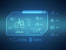 resumen enfermedad de protección pulmonar tecnología futurista pantalla hud vector