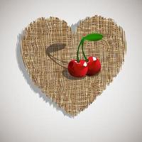 cherry on weave heart vector