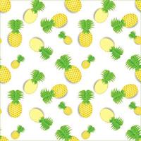 Seamless pattern design of 3d yellow pineapple fruit. on a white background. modern and print ready made fruit wallpaper on fabric. vector illustration